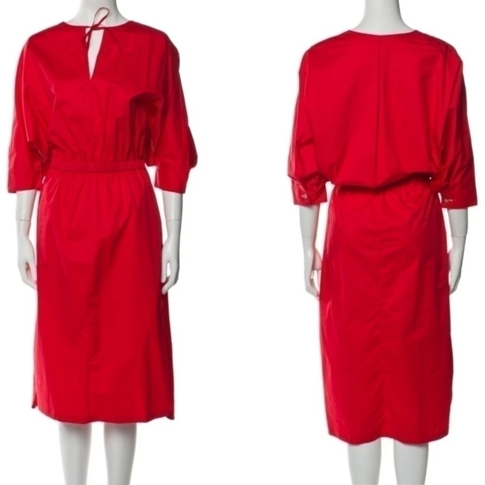 New Jason Wu Red Tie Front Pocketed Dress Sz 4 - Picture 6 of 16